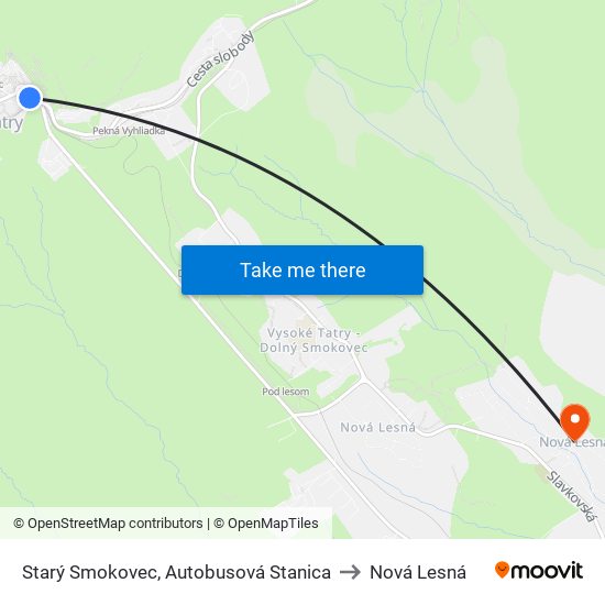 Starý Smokovec, Autobusová Stanica to Nová Lesná map