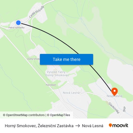 Horný Smokovec, Železniční Zastávka to Nová Lesná map