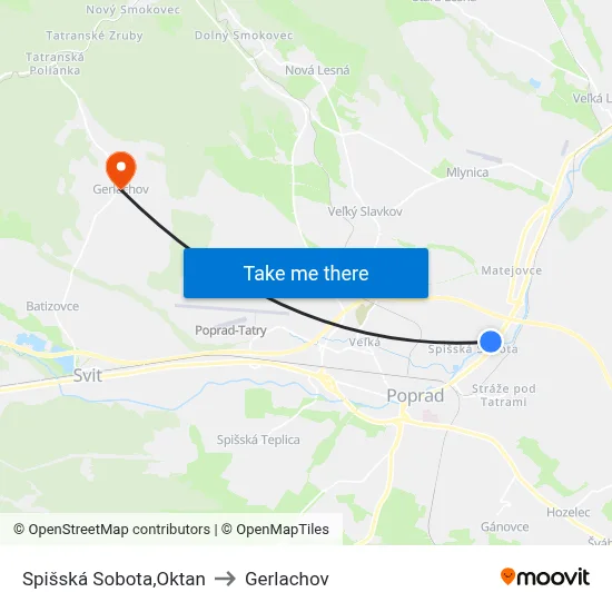 Spišská Sobota,Oktan to Gerlachov map