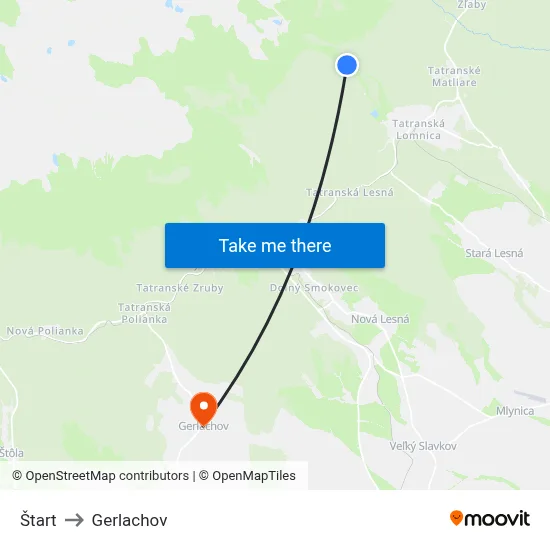 Štart to Gerlachov map
