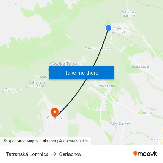 Tatranská Lomnica to Gerlachov map