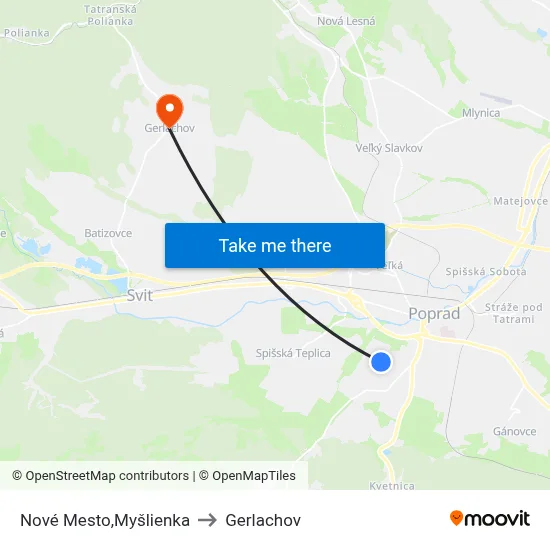 Nové Mesto,Myšlienka to Gerlachov map