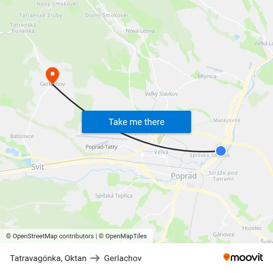 Tatravagónka, Oktan to Gerlachov map