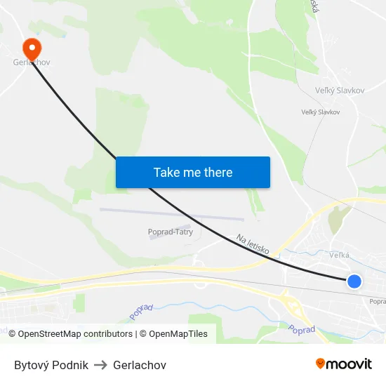 Bytový Podnik to Gerlachov map