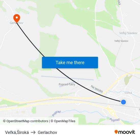 Veľká,Široká to Gerlachov map