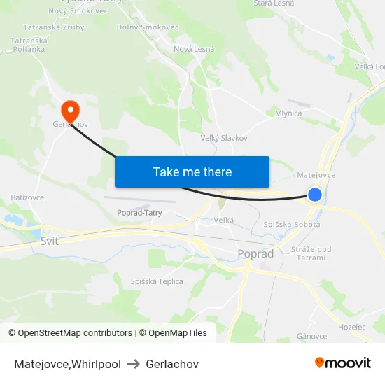 Matejovce,Whirlpool to Gerlachov map