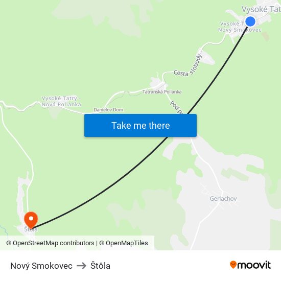 Nový Smokovec to Štôla map