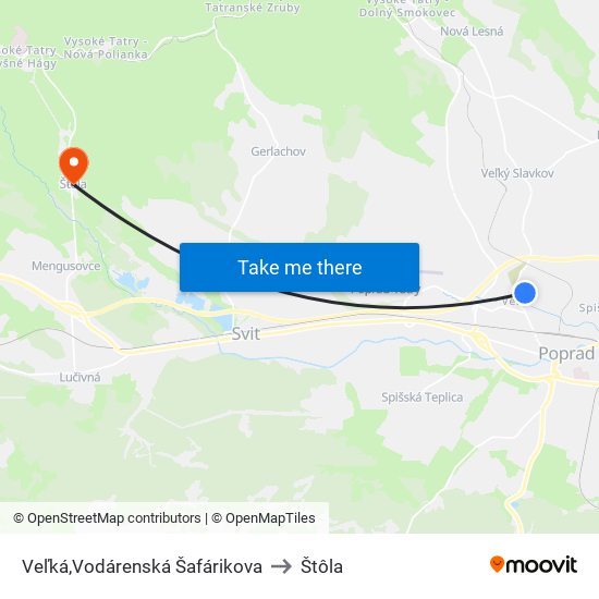 Veľká,Vodárenská Šafárikova to Štôla map