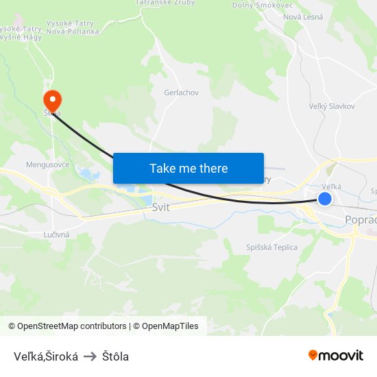 Veľká,Široká to Štôla map