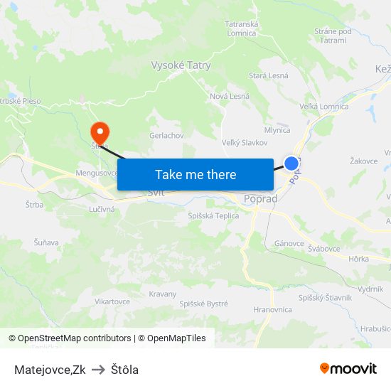 Matejovce,Zk to Štôla map