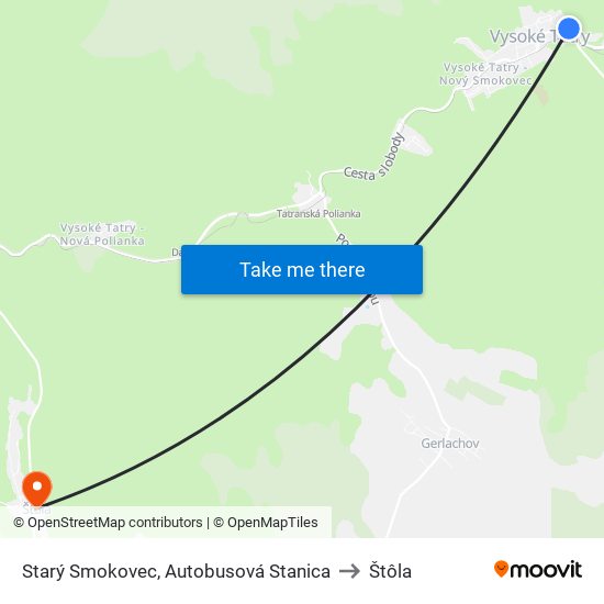 Starý Smokovec, Autobusová Stanica to Štôla map