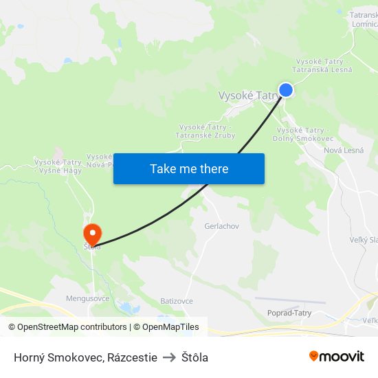 Horný Smokovec, Rázcestie to Štôla map