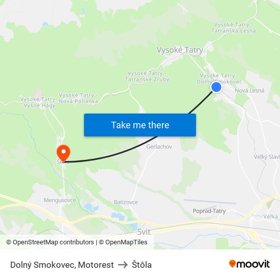 Dolný Smokovec, Motorest to Štôla map