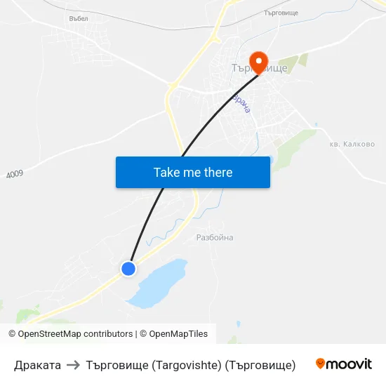 Драката to Търговище (Targovishte) (Търговище) map