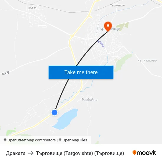 Драката to Търговище (Targovishte) (Търговище) map