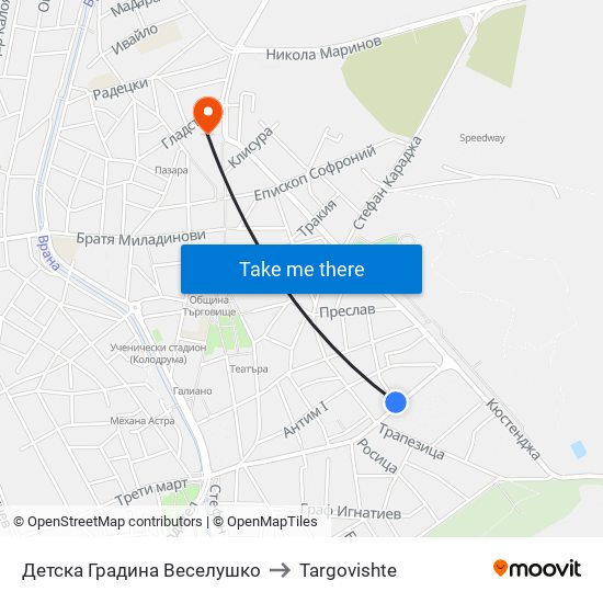 Детска Градина Веселушко to Targovishte map