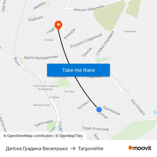 Детска Градина Веселушко to Targovishte map