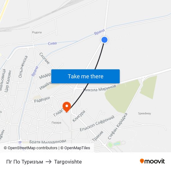 Пг По Туризъм to Targovishte map