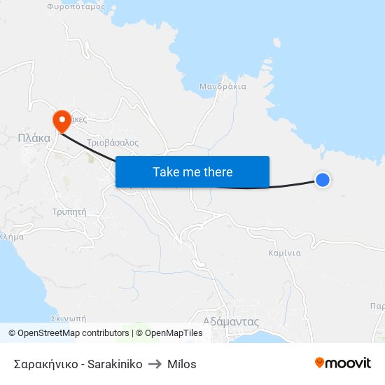 Σαρακήνικο - Sarakiniko to Mílos map