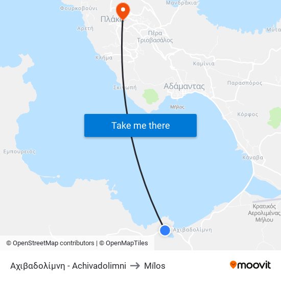 Αχιβαδολίμνη - Achivadolimni to Mílos map