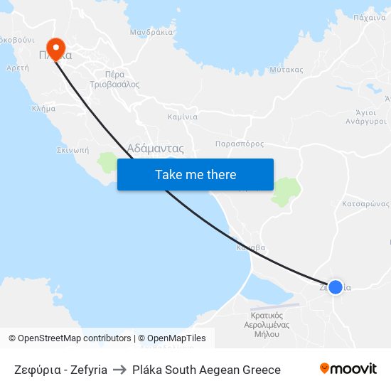 Ζεφύρια - Zefyria to Pláka South Aegean Greece map