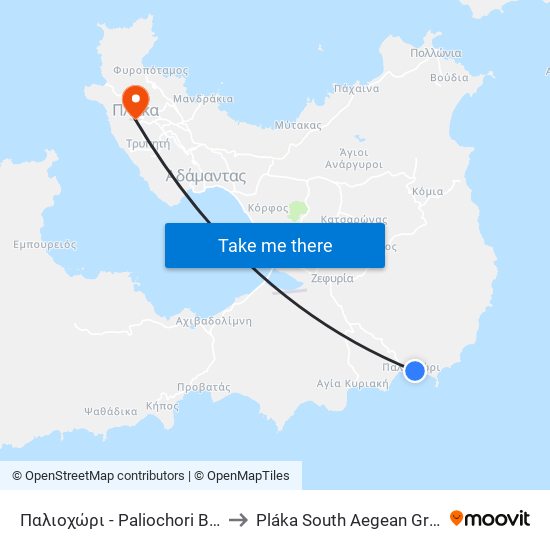 Παλιοχώρι - Paliochori Beach to Pláka South Aegean Greece map