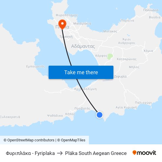 Φυριπλάκα - Fyriplaka to Pláka South Aegean Greece map