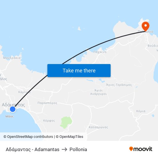 Αδάμαντας - Adamantas to Pollonia map