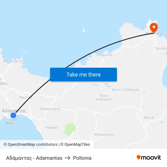 Αδάμαντας - Adamantas to Pollonia map