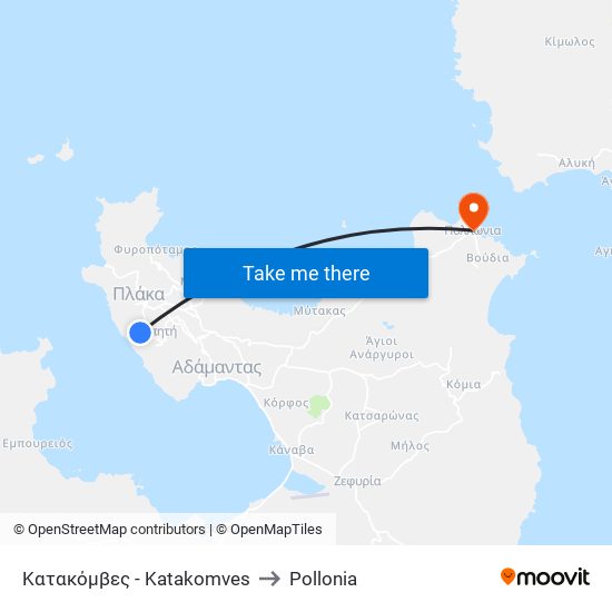 Κατακόμβες - Katakomves to Pollonia map