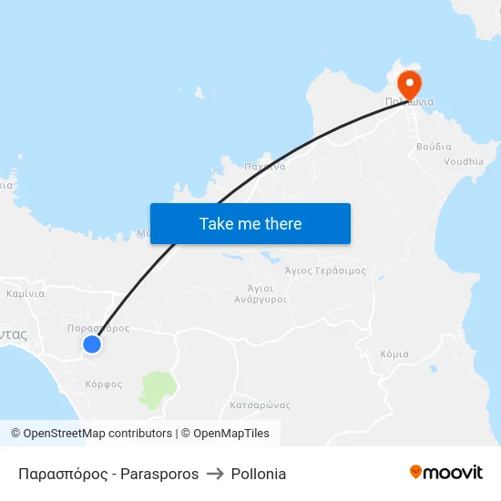 Παρασπόρος - Parasporos to Pollonia map