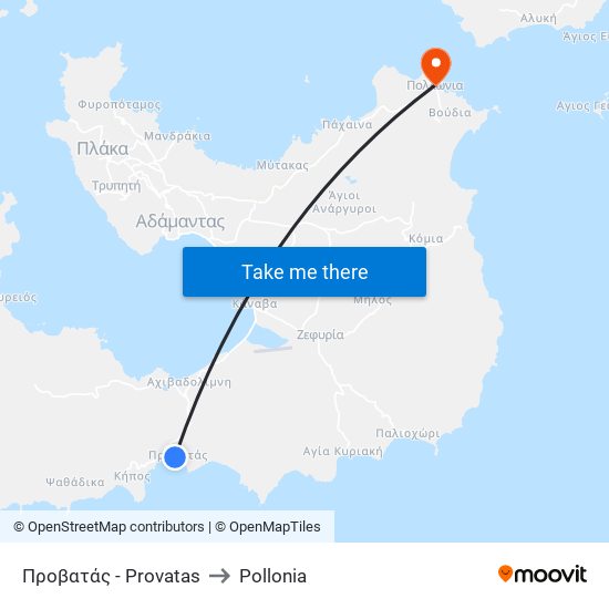 Προβατάς - Provatas to Pollonia map