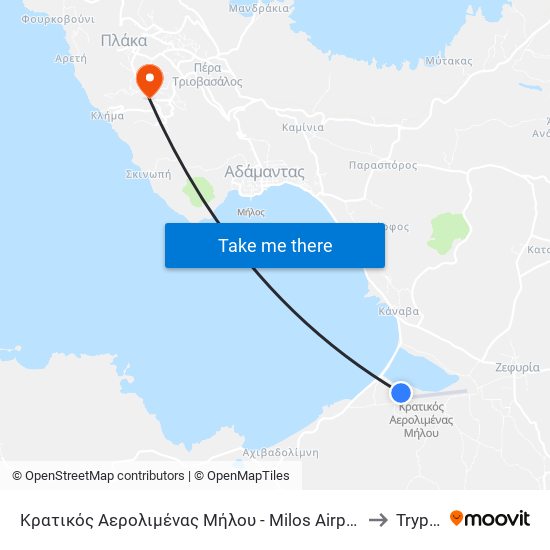 Κρατικός Αερολιμένας Μήλου - Milos Airport to Trypití map