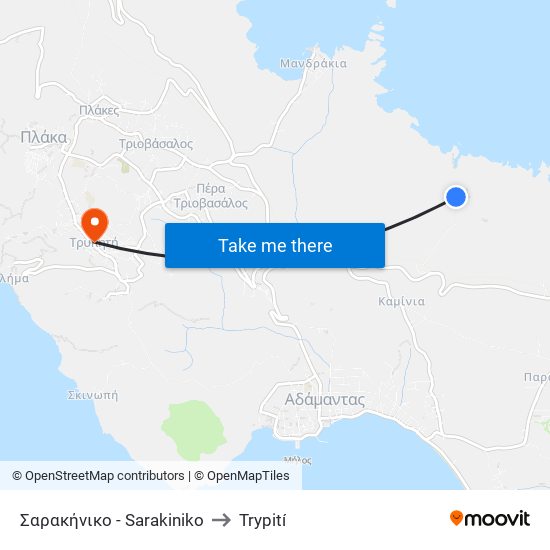 Σαρακήνικο - Sarakiniko to Trypití map