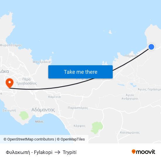 Φυλακωπή - Fylakopi to Trypití map