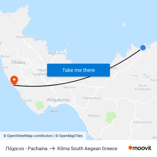 Πάχαινα - Pachaina to Klíma South Aegean Greece map