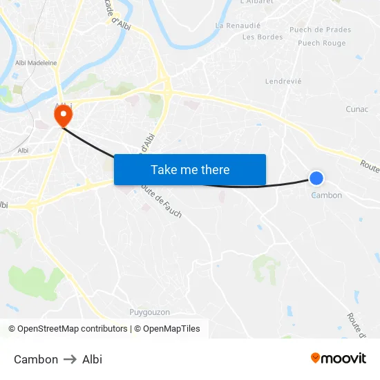 Cambon to Albi map