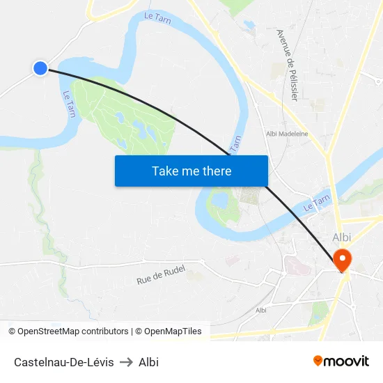 Castelnau-De-Lévis to Albi map