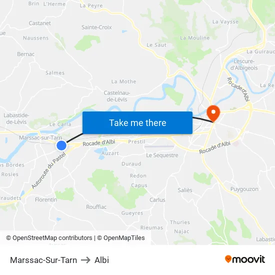 Marssac-Sur-Tarn to Albi map