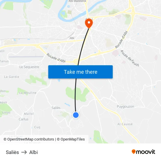 Saliès to Albi map