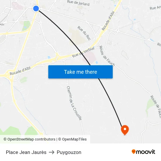 Place Jean Jaurès to Puygouzon map