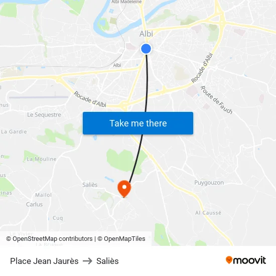 Place Jean Jaurès to Saliès map
