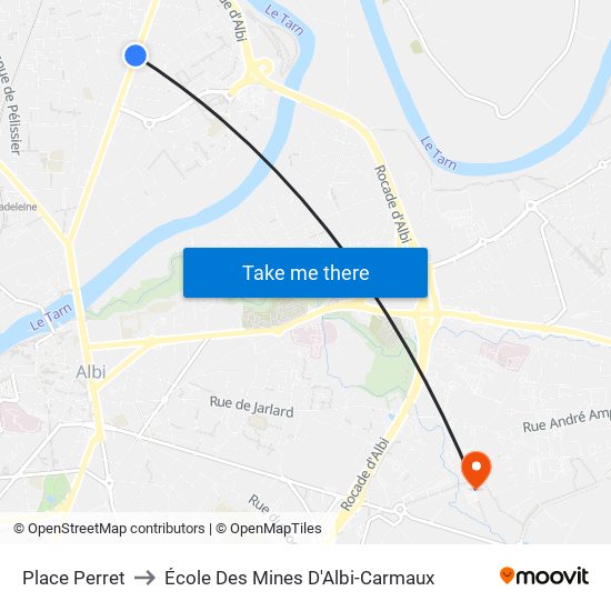 Place Perret to École Des Mines D'Albi-Carmaux map