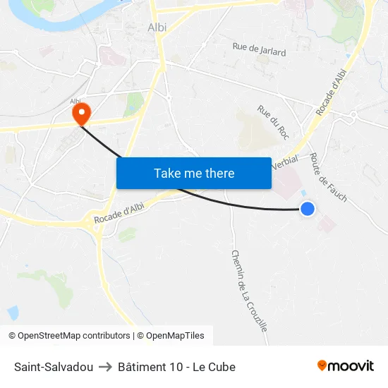Saint-Salvadou to Bâtiment 10 - Le Cube map