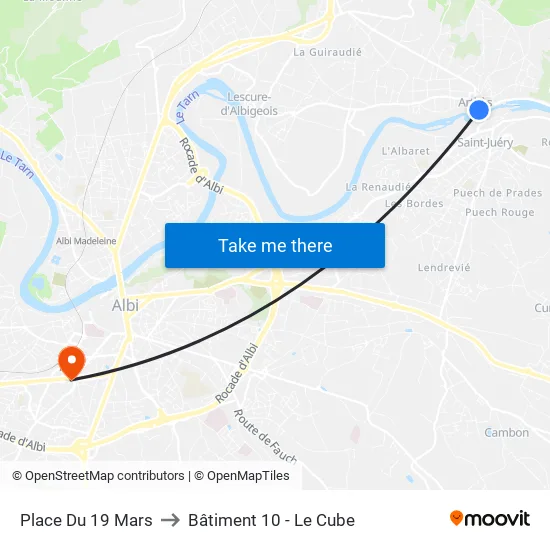 Place Du 19 Mars to Bâtiment 10 - Le Cube map
