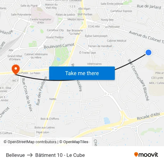 Bellevue to Bâtiment 10 - Le Cube map