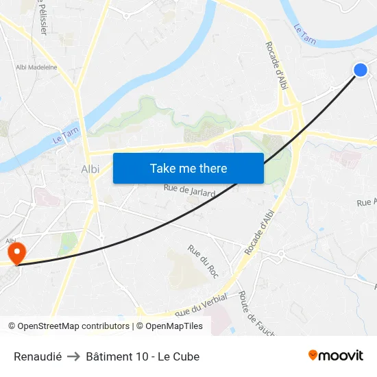 Renaudié to Bâtiment 10 - Le Cube map