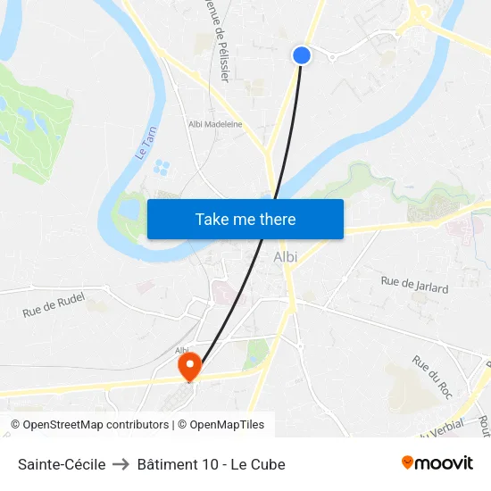 Sainte-Cécile to Bâtiment 10 - Le Cube map