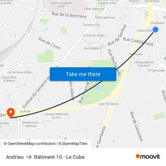 Andrieu to Bâtiment 10 - Le Cube map