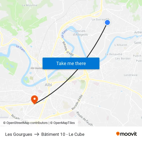 Les Gourgues to Bâtiment 10 - Le Cube map